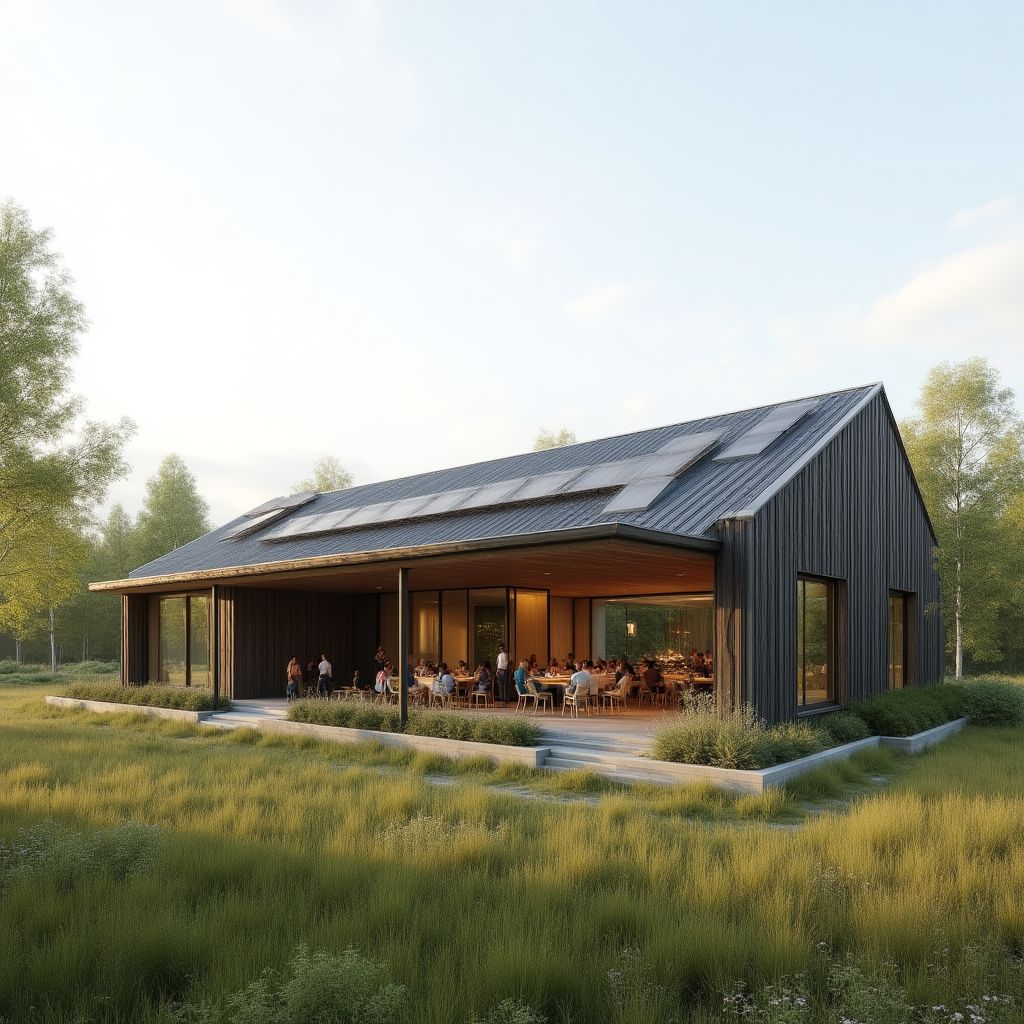 Off-grid solar-powered community center