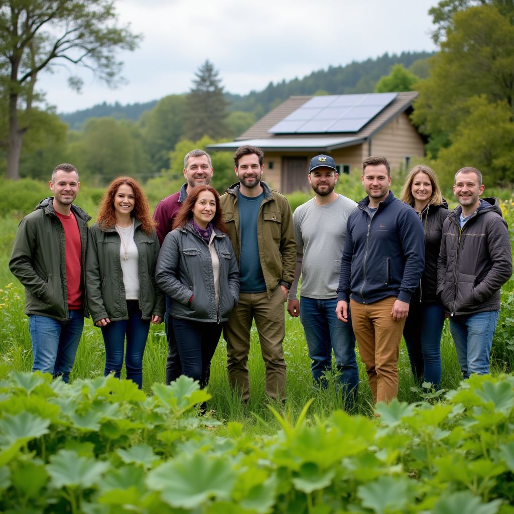 Eco Living team members working in sustainable garden